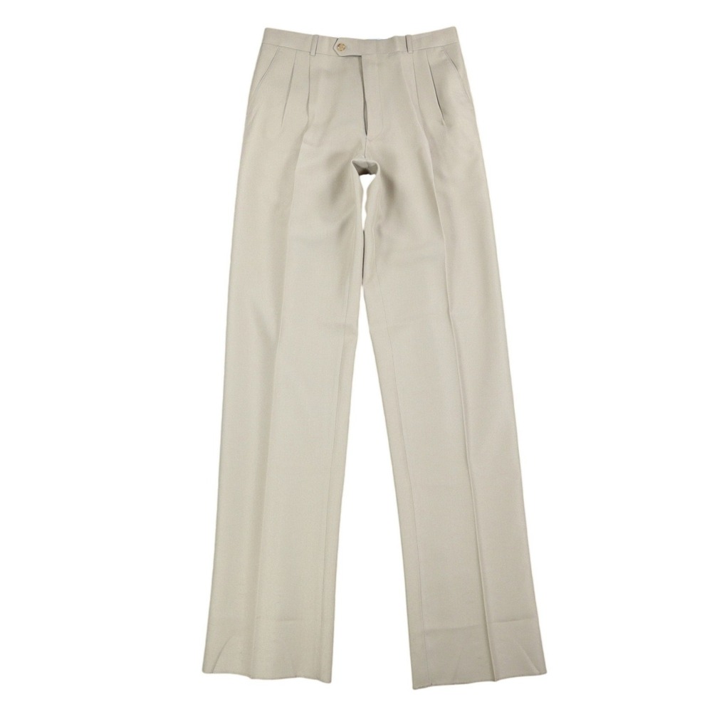 Gino Cappeli Dress Pants Mens 33 Vintage 90s Tan Polyester Pleated Trousers NEW